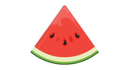 Fresh Watermelon Slice Illustration with Red Flesh and Black Seeds