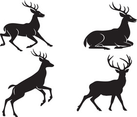 Silhouette Collection of Deer in Various Poses