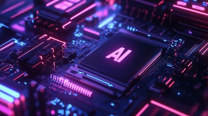Obraz premium AI Microchip: Artificial Intelligence Technology Concept