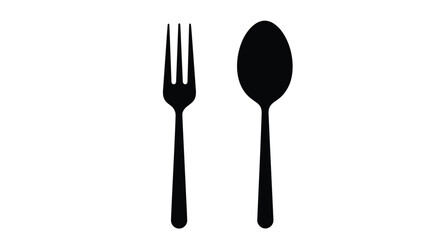 Minimalistic Fork and Spoon Illustration on White Background