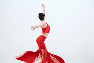 Beautiful dancers performing traditional Chinese folk dance, Dai dance