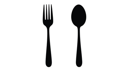 Minimalistic Fork and Spoon Illustration on White Background