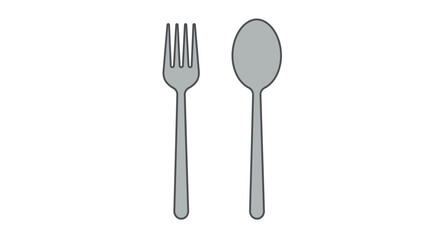 Minimalistic Fork and Spoon Illustration on White Background