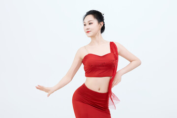 Beautiful dancers performing traditional Chinese folk dance, Dai dance