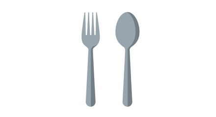 Minimalistic Fork and Spoon Illustration on White Background