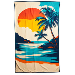 Retro Beach Towel with Large Bold Retro Graphics Isolated on Transparent Background