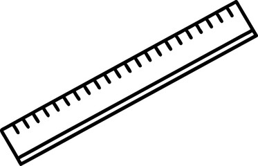 Ruler With Dashed Lines Line Art Vector Illustration