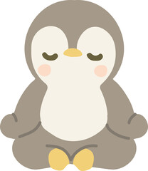 Cartoon Penguin Sitting in Meditation animal