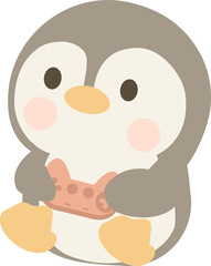 Cartoon Penguin with Game Controller animal