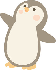 cute penguin spreading its arms and looking up at the sky
