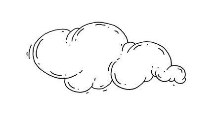 Simple black and white hand-drawn cloud in a cartoon doodle style. Ideal for weather education materials, children’s books, coloring pages, stickers, and kids' design projects