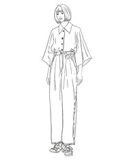 Fashion girl drawing painting stamps stickers