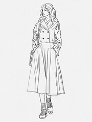 Fashion girl drawing painting stamps stickers