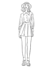 Fashion girl drawing painting stamps stickers