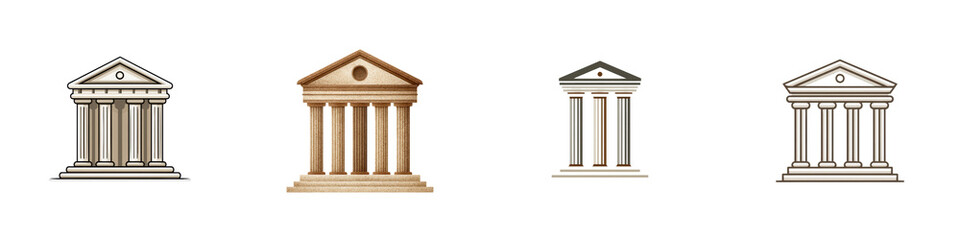 Fototapeta premium A collection of four iconic Greek style architectural structures including temples monuments and government buildings with classic columns