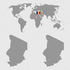Chad Map Set with World Location.