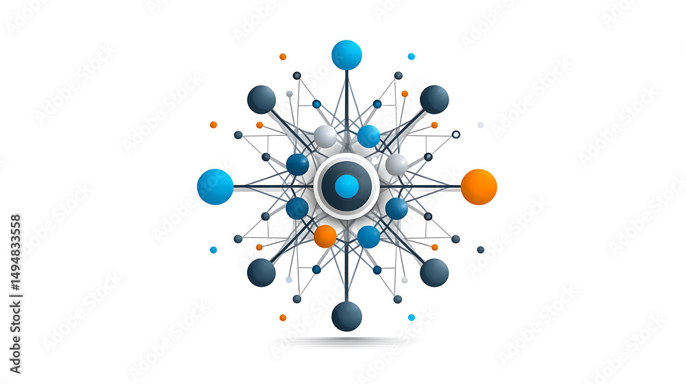 Poster dynamic abstract molecular structure digital art science modern environment close-up view innovation