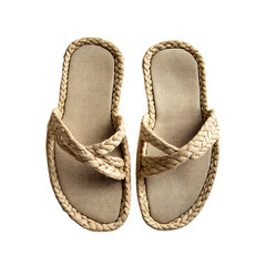 Classic Espadrille Inspired Sandals with a Timeless Rope on the Sole Isolated on Transparent Background