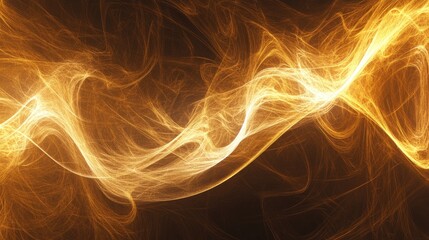 Naklejka premium Abstract golden energy wave flowing on dark background