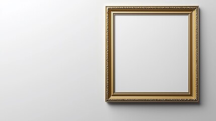 Gold picture frame on white wall