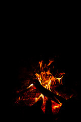 fire on a black background