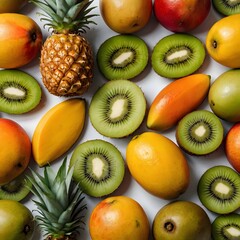 Top view of assorted tropical fruits