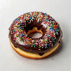 Single chocolate donut with sprinkles