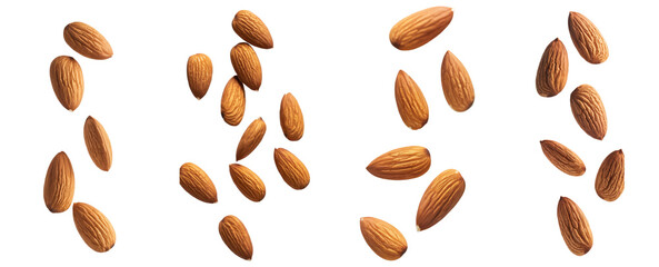 almonds isolated on white background.