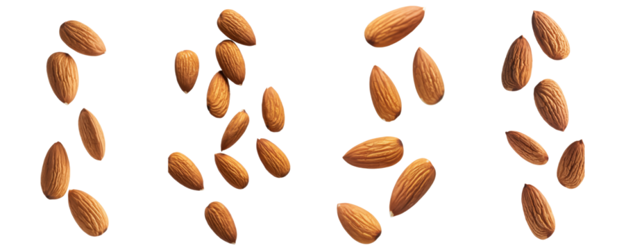 almonds isolated on white background.