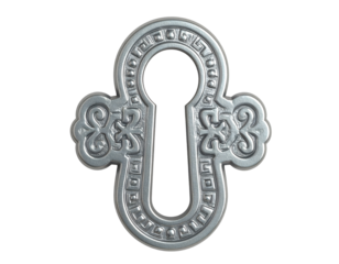 Isolated silver keyhole on white background, jpeg, png