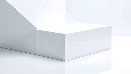 Abstract White Geometric Shapes Minimalist Product Display Platform