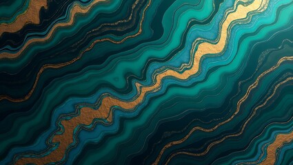 Abstract Teal and Gold Marble Texture Elegant Swirls and Waves Background