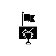Flag Above Chart with Trophy Base - Symbolizing Achievement and Victory