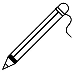 Pencil line art icon on white background.