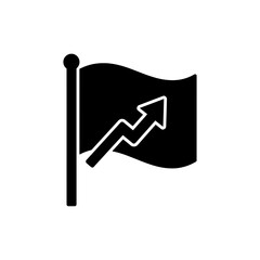 Upward Arrow Flowing Through Flag Icon Representing Growth
