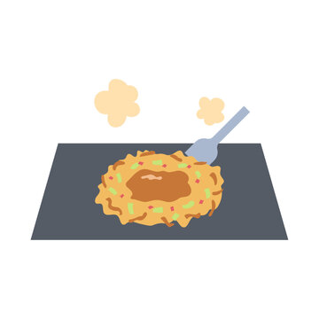 もんじゃ焼き。フラットなベクターイラスト。
Monjayaki. Flat vector illustration.