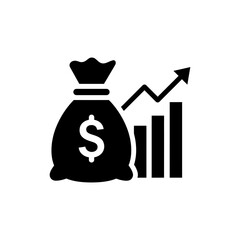 Bag of Coins with Graph Tail - Symbolizing Wealth and Financial Performance