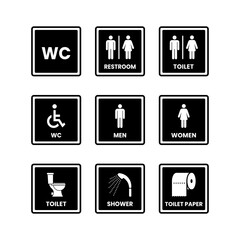 Flat design public toilet icons set