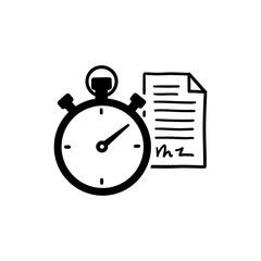 Doodle of Stopwatch with Document for Efficient Planning