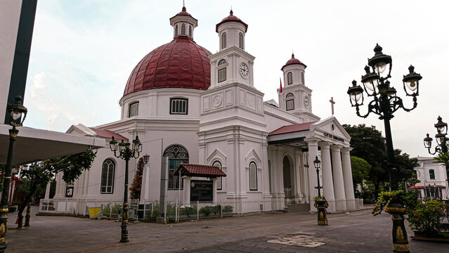 Gereja Blenduk, a historic Protestant church in Semarang, Indonesia, known for its red dome and colonial Dutch architecture, is a stunning cultural and architectural icon.