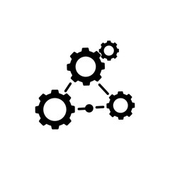 Group of Gears Connected Teamwork Plan Icon for Business Strategy