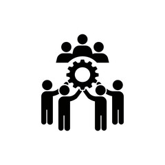 Group Holding Gear Representing Teamwork and Cooperation Symbol