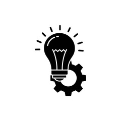 Lightbulb Over Gear Symbolizing Business Innovation and Planning