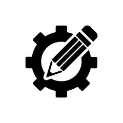Pencil Inside Gear Representing Planning Tool and Business Strategy