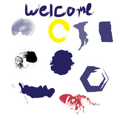 Ink mark icons colorful in illustration