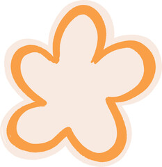 Fototapeta premium Playful Orange Flower Doodle – Hand-Drawn Floral Icon in Cartoon Style