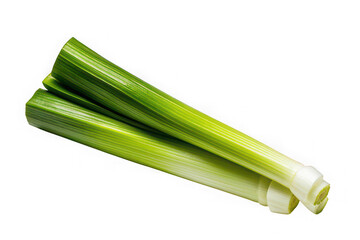 Fresh green celery stalks on black background