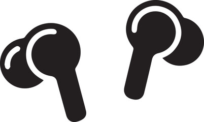 Black and White Vector Illustration of Wireless Earbuds, Minimalist In-Ear and Open-Fit Design