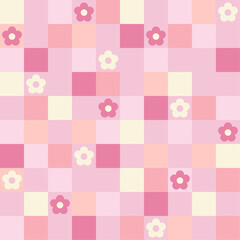 Abstract seamless pattern. Retro checkered pink background. Vector texture for print, textile, fabric.