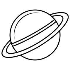 Space planet line art icon on white background.
